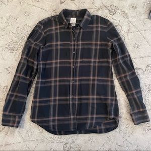 The Gap Fitted Boyfriend Button-up Plaid Shirt Size XS